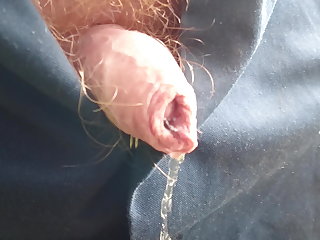 Outdoor chub piss, small cock with foreskin