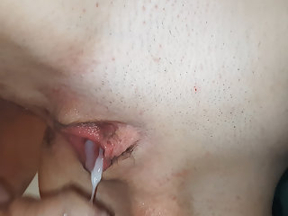 Female Choice Close-up Impregnation. Quickie Standing Doggystyle. Bottom view.